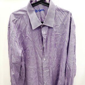 ROBERT GRAHAM Button Shirt Men 2XL Blue White Pattern Skull Shirt Flip-Cuff 18